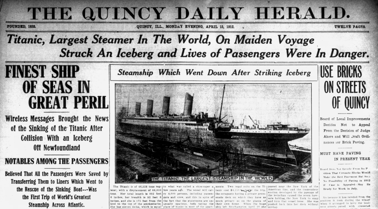 History From A Local (Cedar Rapids, IA) Perspective – The Titanic